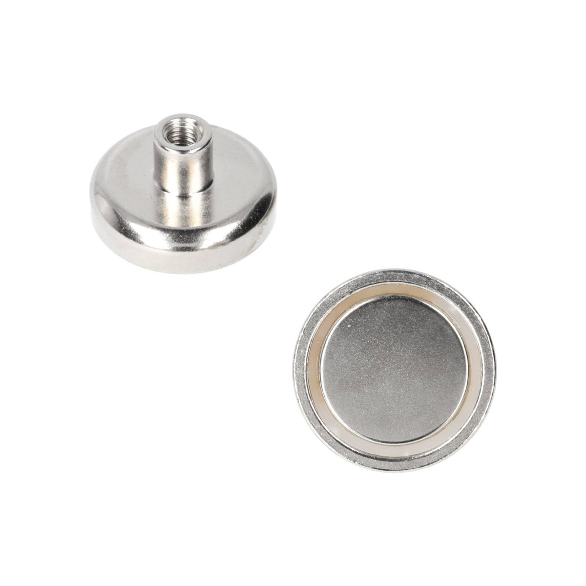 Neodymium Pot Magnet Ø32 x 8 mm N40 NiCuNi threaded bush M6