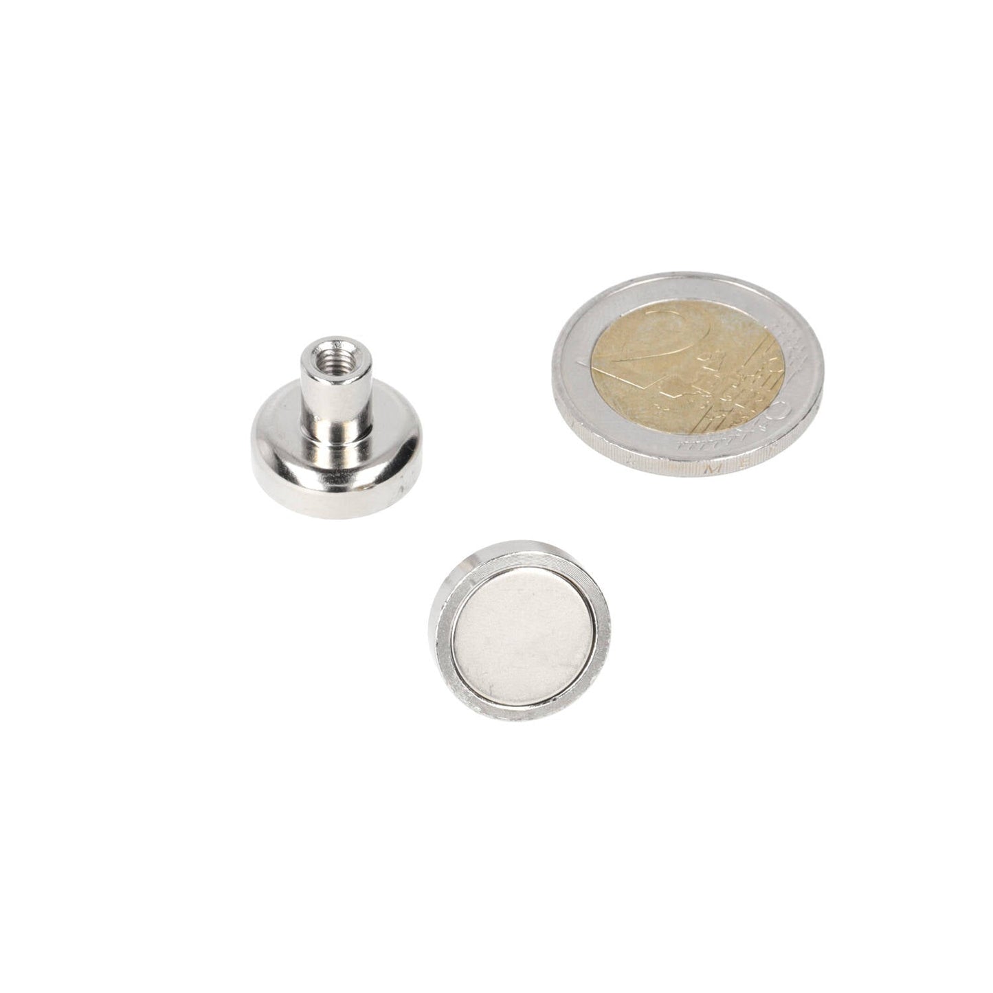 Neodymium Potmagneet Ø16 x 5 mm N40 NiCuNi draadbus M4 - Magnetenspecialist Import & Export B.V.