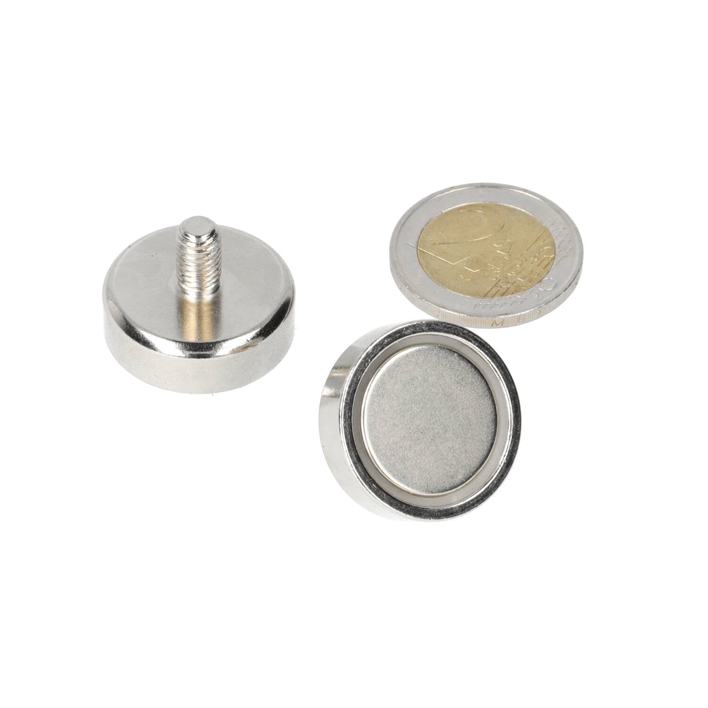 Neodymium Potmagneet Ø25 x 8 mm N40 NiCuNi draadstift M6 - Magnetenspecialist Import & Export B.V.