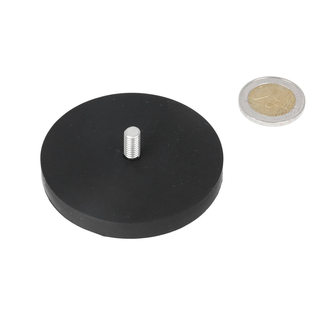 Neodymium Rubber Potmagneet Ø66 x 8,5 mm N40 draadstift M6 - Magnetenspecialist Import & Export B.V.