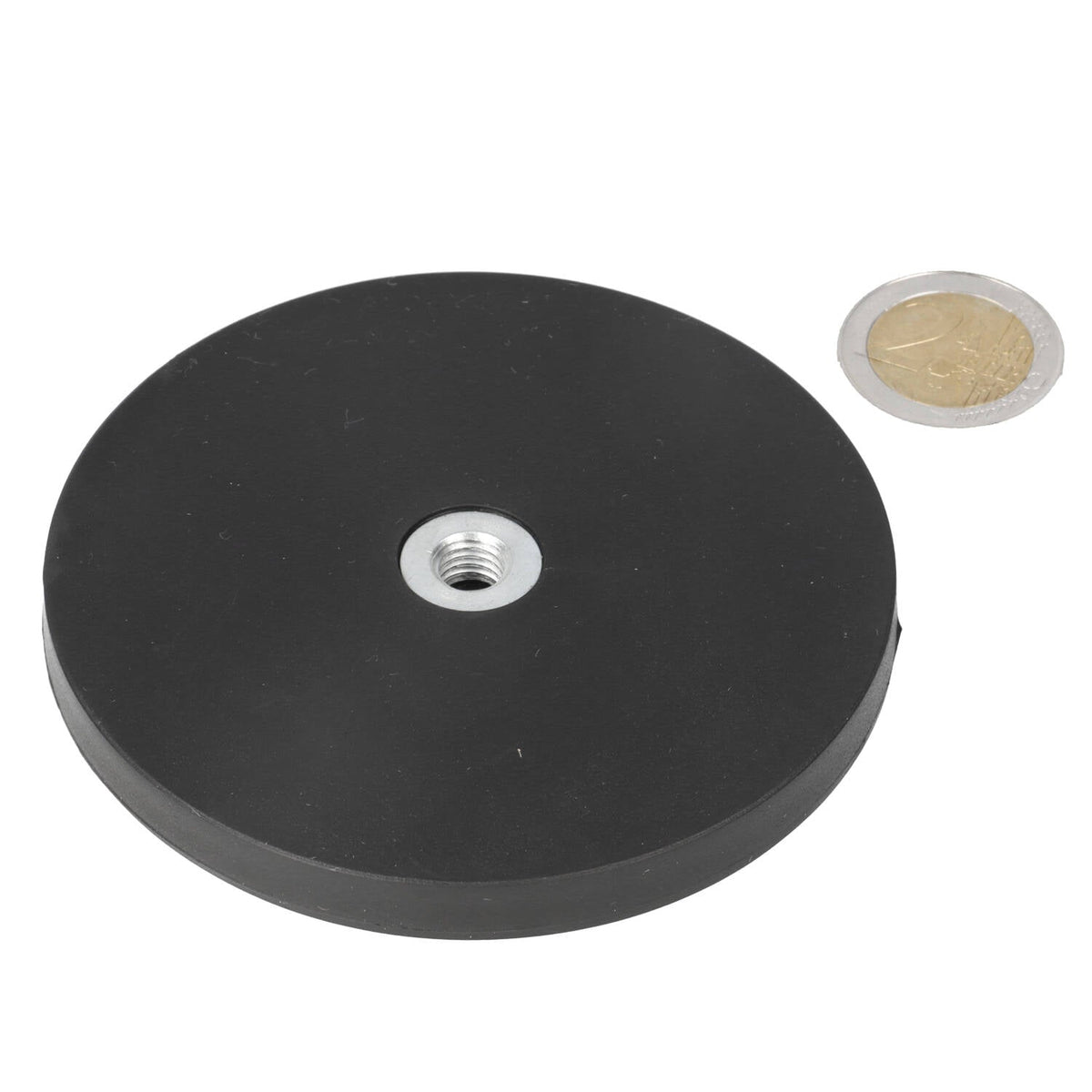 Neodymium Rubber Potmagneet Ø88 x 8,5 mm N40 inwendig schroefdraad M8 - Magnetenspecialist Import & Export B.V.