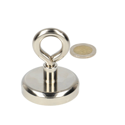 Neodym Ösenmagnet Ø50 x 12 mm N40 Stahltopf NiCuNi