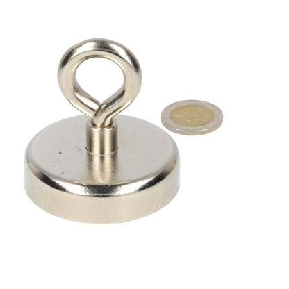 Neodymium Eye Magnet Ø60 x 18 mm N40 steel pot NiCuNi