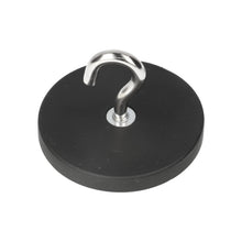 Neodymium Hook Magnet Ø66 x 8 mm N40 steel pot rubber coated M6