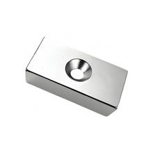 Neodym Blockmagnet mit Bohr-/Senkloch 40 x 20 x 10 mm N45 NiCuNi Südpol