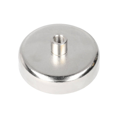 Neodymium Pot Magnet Ø60 x 15 mm N40 NiCuNi threaded bush M8