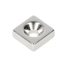 Neodymium Block Magnet with Countersunk Hole 13.5 x 13.5 x 5 mm N48 NiCuNi North Pole