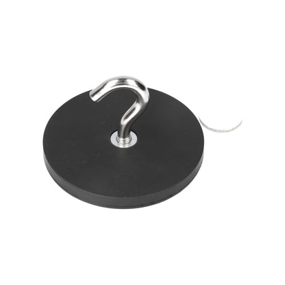Neodymium Hook Magnet Ø88 x 8 mm N40 steel pot rubber coated M8
