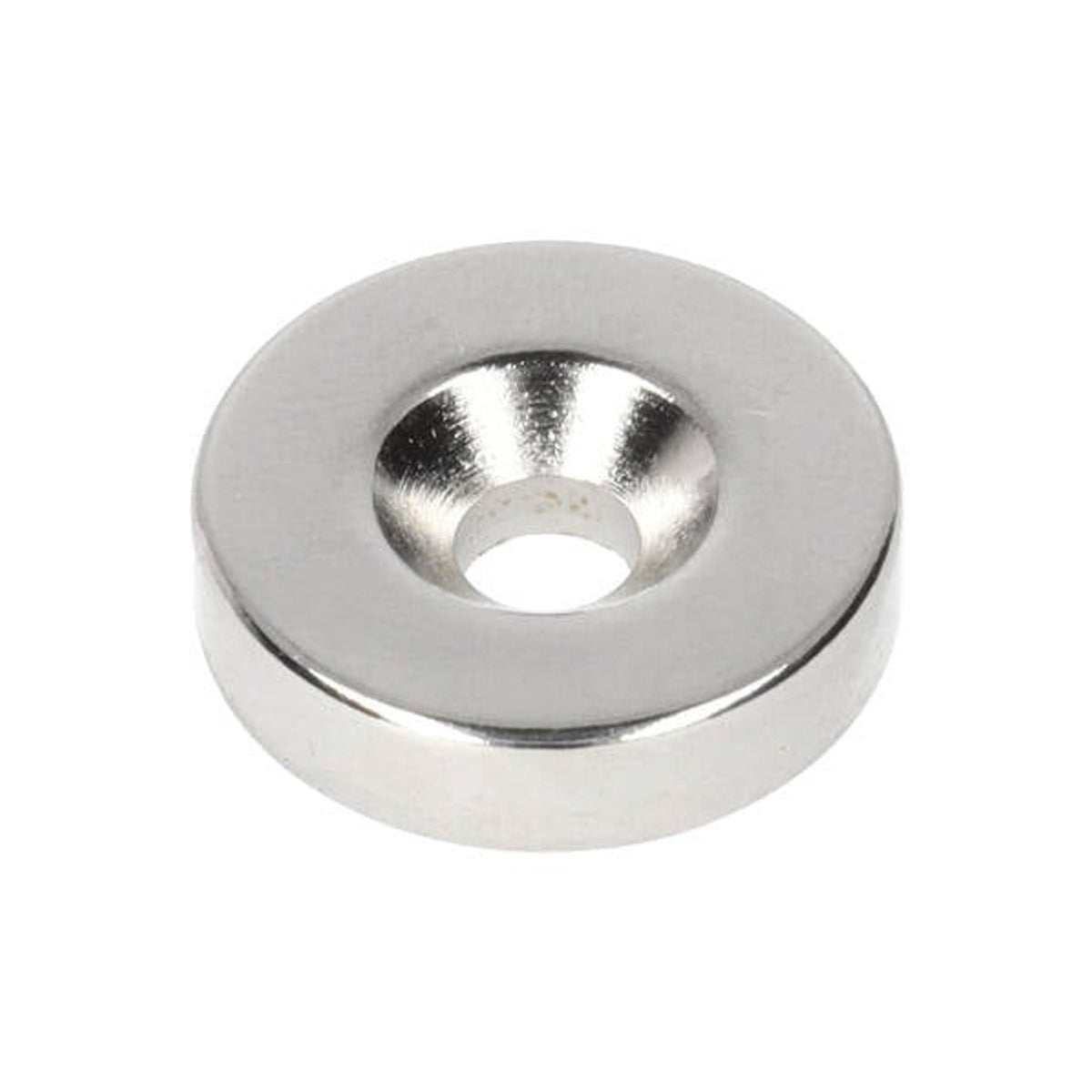 Neodymium Ring Magnet Ø20 x Ø9.8 x 5 mm N35 NiCuNi with drill/countersunk hole North pole