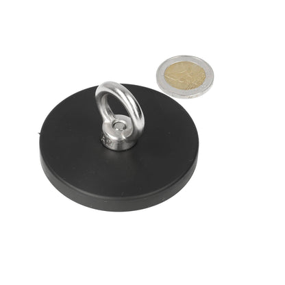 Neodymium Rubber Oogmagneet Ø66 mm N40 RVS Oog - foto 3 - Magnetenspecialist Import & Export B.V.