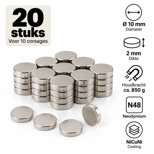 Corsage magnets Ø10 x 2 mm – Set for 10 corsages