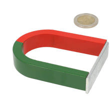 Hoefijzermagneet 80 x 60 x 15 mm AlNiCo rood/groen - Magnetenspecialist Import & Export B.V.