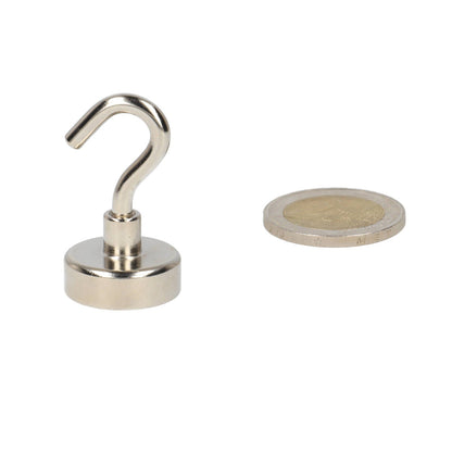 Neodymium Haakmagneet Ø 20 x 8 mm N40 stalen pot NiCuNi - Magnetenspecialist Import & Export B.V.
