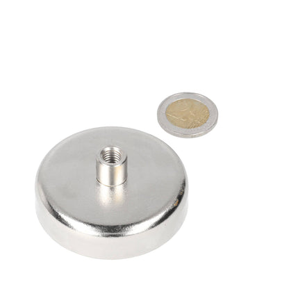 Neodymium Oogmagneet Ø60 x 18 mm N40 Stalen Pot NiCuNi - Magnetenspecialist Import & Export B.V.