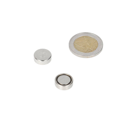 Neodymium Potmagneet Ø13 x 4,5 mm N38 NiCuNi om te verlijmen - Magnetenspecialist Import & Export B.V.