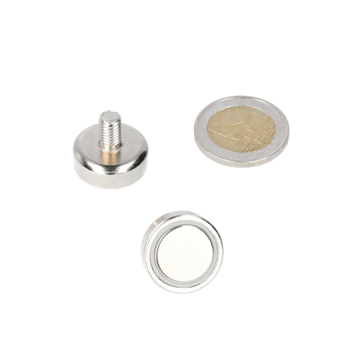 Neodymium Potmagneet Ø20 x 6 mm N40 NiCuNi draadstift M6 - Magnetenspecialist Import & Export B.V.