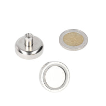 Neodymium Potmagneet Ø25 x 7 mm N40 NiCuNi draadbus M5 - Magnetenspecialist Import & Export B.V.