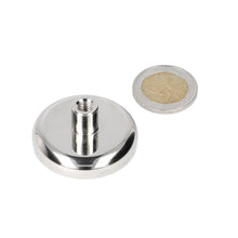 Neodymium Potmagneet Ø40 x 8 mm N42 NiCuNi draadbus M6 - Magnetenspecialist Import & Export B.V.