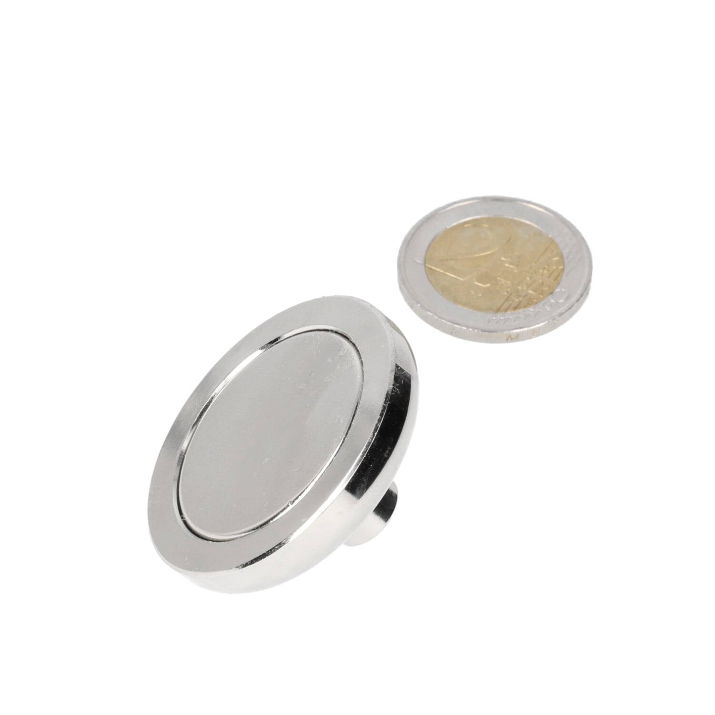 Neodymium Potmagneet Ø40 x 8 mm N42 NiCuNi draadbus M6 - Magnetenspecialist Import & Export B.V.