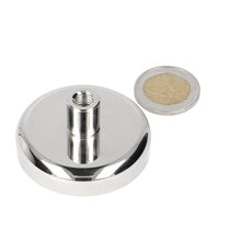 Neodymium Potmagneet Ø48 x 11 mm N40 NiCuNi draadbus M6 - Magnetenspecialist Import & Export B.V.