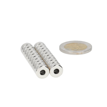 Neodymium Ringmagneet Ø10 x Ø4 x 5 mm N50 NiCuNi - Magnetenspecialist Import & Export B.V.