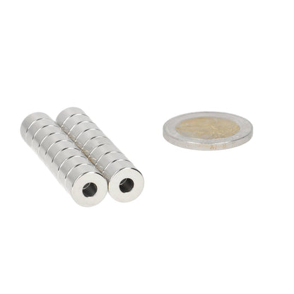 Neodymium Ringmagneet Ø10 x Ø4 x 6 mm N50 NiCuNi - Magnetenspecialist Import & Export B.V.