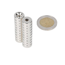 Neodymium Ringmagneet Ø12 x Ø8,1 x 4 mm N35 NiCuNi met boor-/verzinkgat Zuidpool - Magnetenspecialist Import & Export B.V.