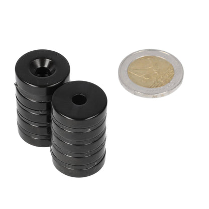 Neodymium Ringmagneet Ø20 x Ø9,8 x 5,1 mm N35 Epoxy met boor-/verzinkgat Noordpool - Magnetenspecialist Import & Export B.V.