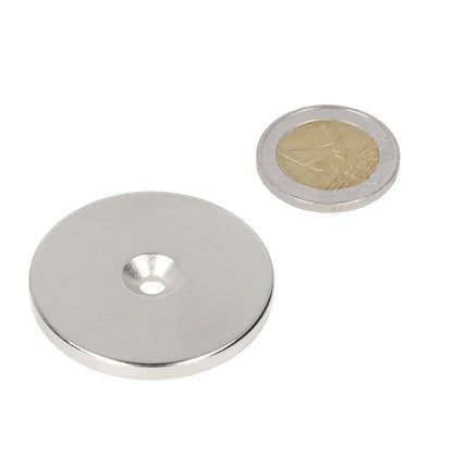 Neodymium Ringmagneet Ø42 x Ø9,5 x 4 mm N35 NiCuNi met boor-/verzinkgat Noordpool - Magnetenspecialist Import & Export B.V.