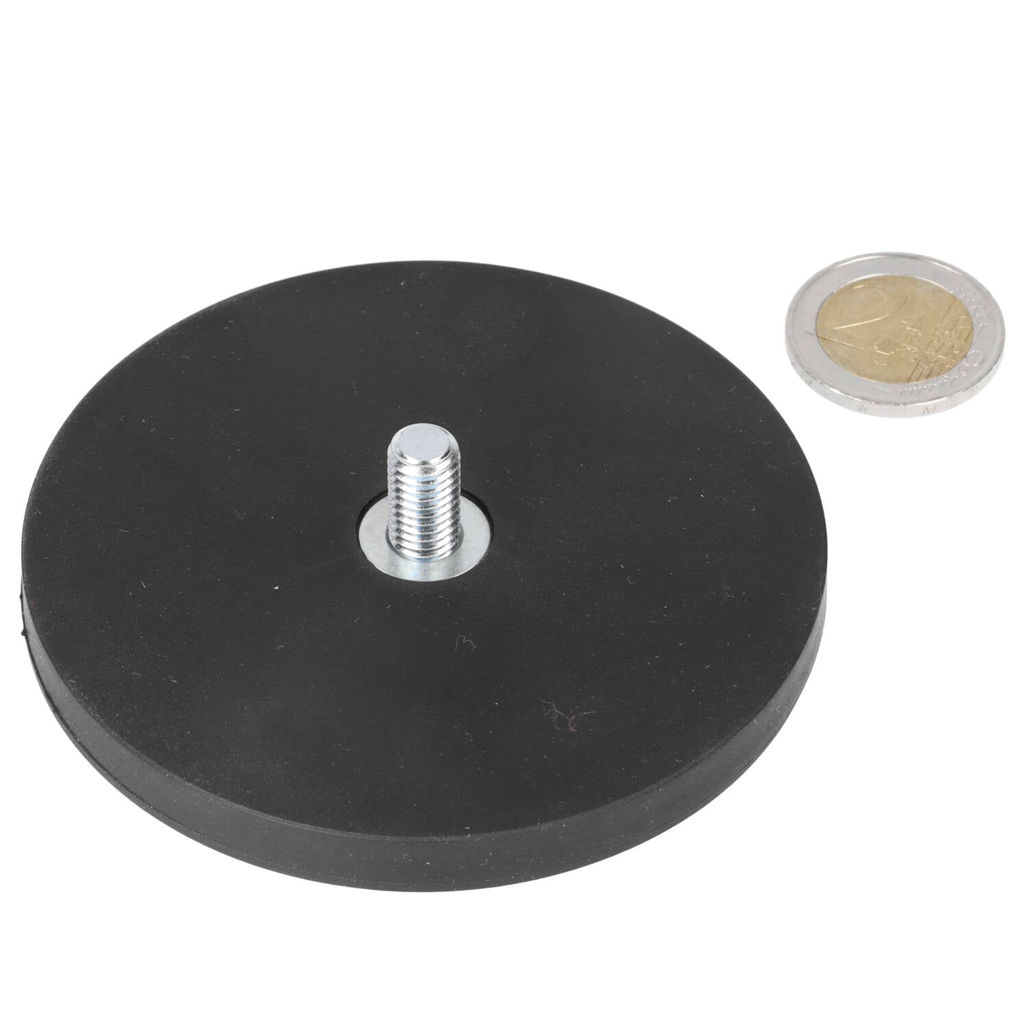 Neodymium Rubber Potmagneet Ø88 x 8,5 mm N40 draadstift M8 - Magnetenspecialist Import & Export B.V.