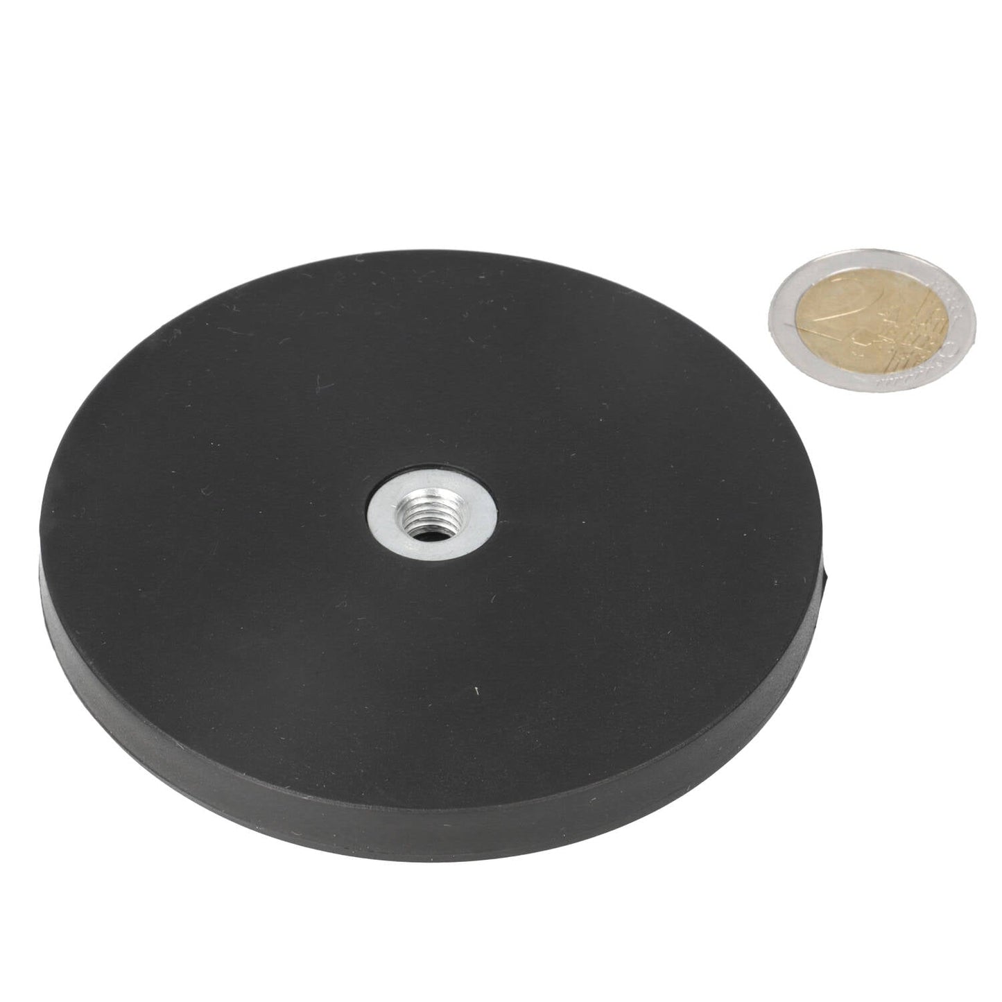 Neodymium Rubber Potmagneet Ø88 x 8,5 mm N40 inwendig schroefdraad M8 - Magnetenspecialist Import & Export B.V.
