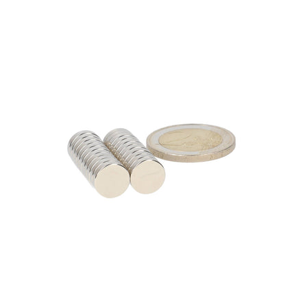 Neodymium Schijfmagneet Ø10 x 2,5 mm N48 NiCuNi - Magnetenspecialist Import & Export B.V.