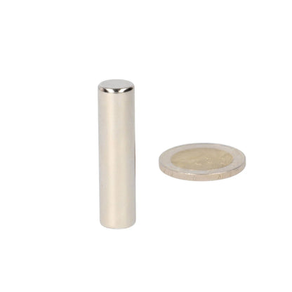 Neodymium Staafmagneet Ø8,9 x 50 mm N48 NiCuNi diametraal gemagnetiseerd - Magnetenspecialist Import & Export B.V.