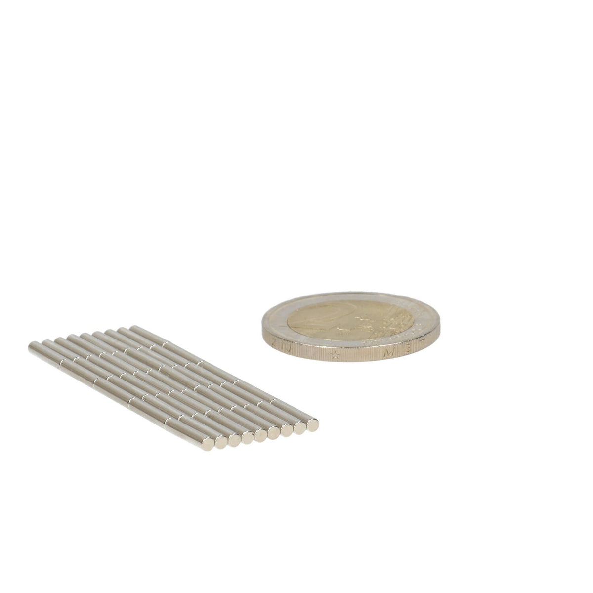 Neodymium Staafmagneet Ø2 x 10 mm N50 NiCuNi - Magnetenspecialist Import & Export B.V.