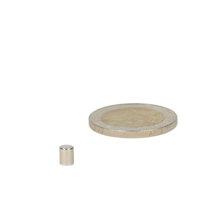 Neodymium Staafmagneet Ø4 x 5 mm N50 NiCuNi - Magnetenspecialist Import & Export B.V.
